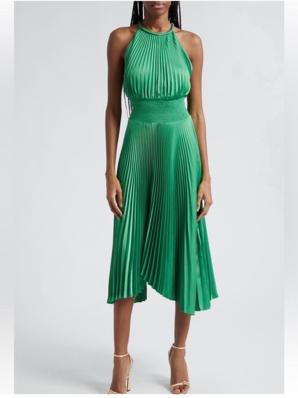 A.L.C. Teal Green Smocked Halter Dress size 8